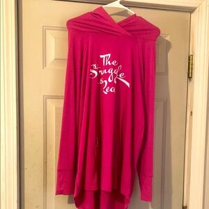 LuLaRoe Pink Hooded Top with White Script